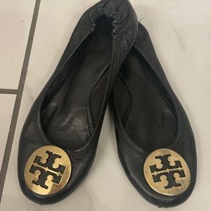 Used Tory Burch flats black & gold size 7